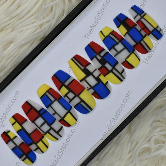 Matte Color Blocks Press on Nails Set // 164