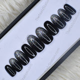 Glossy Black with Holographic Glitter Ombre Press on Nails Set