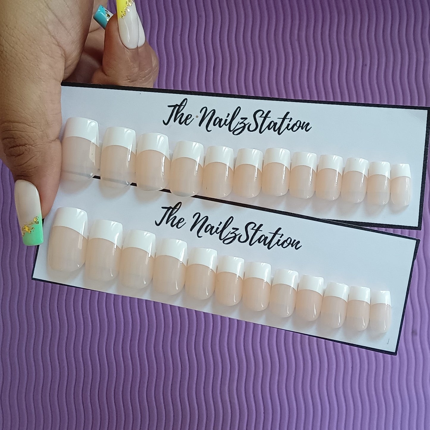 Glossy Nude French Press on Nails Set (24 nails / Medium Square)