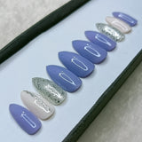 Glossy Lavender with silver Glitter  Press on Nails // 980