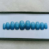 Glossy Light Blue and Dark Blue Ombre Press on Nails Set // 474