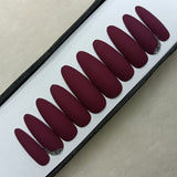 Matte Plum with Rhinestones Accent Press on Nails Set  // 210