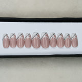 Glossy Nude Glitter Side French Press on Nails Set //995