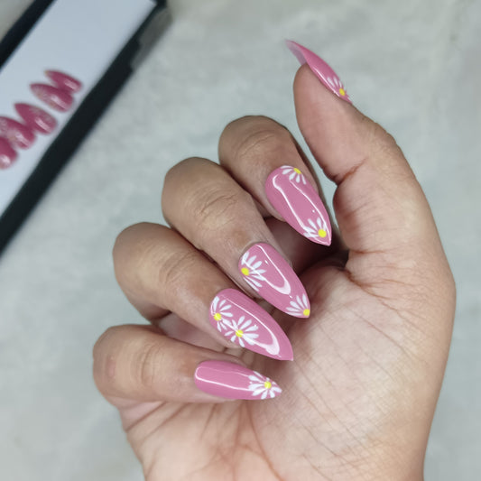 Glossy Rose Mini Floral Press on Nails Set //1037