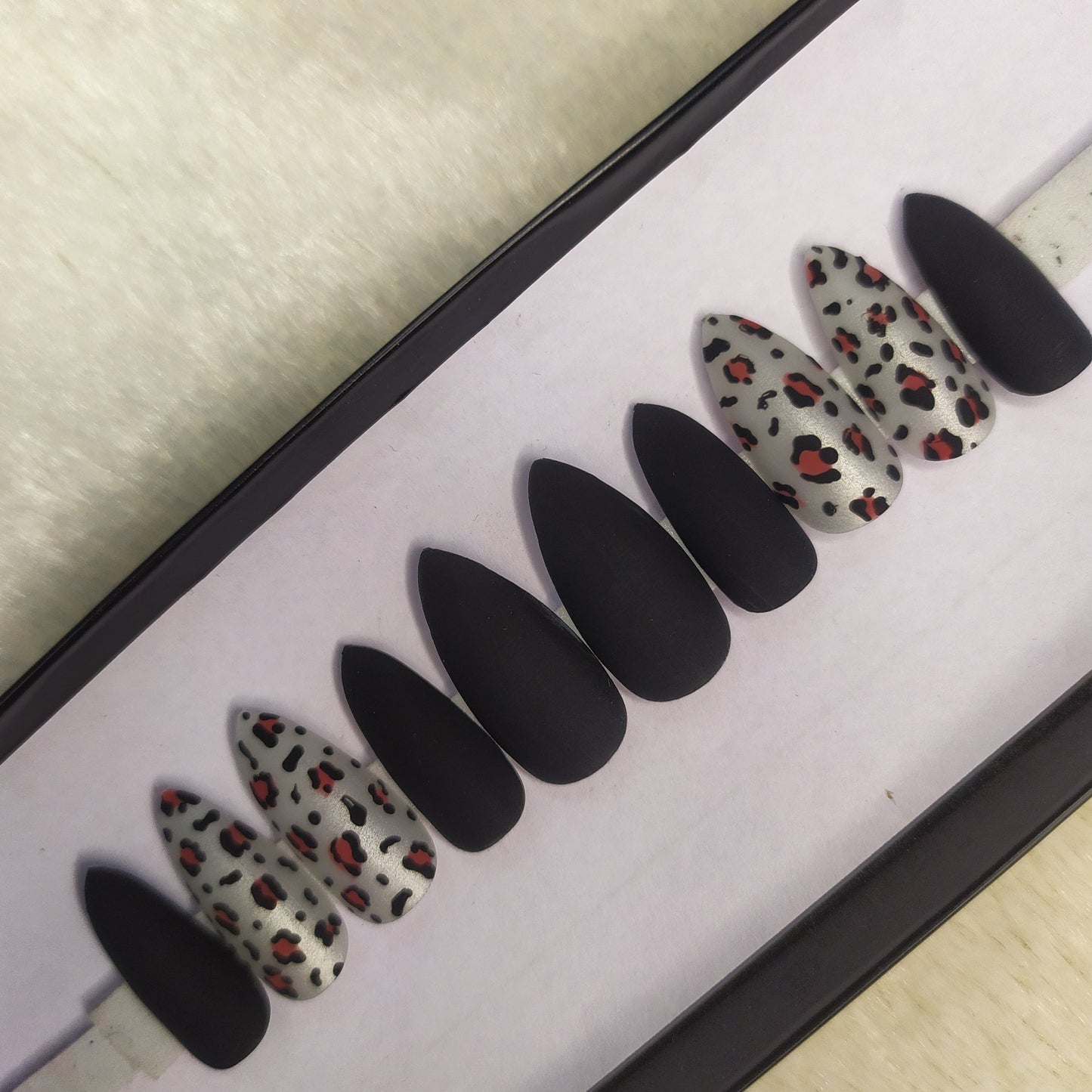 Matte Black Animal Print Press on Nails Set // 170