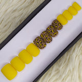 Matte yellow animal print Press on Nails Set 254