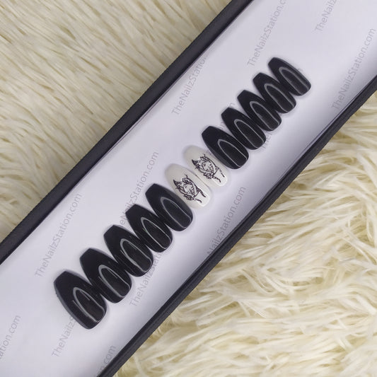 Glossy Black Maleficent Press on Nails // 333