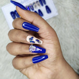 Glossy Blue Butterfly rhinestones Press on Nails Set // 435