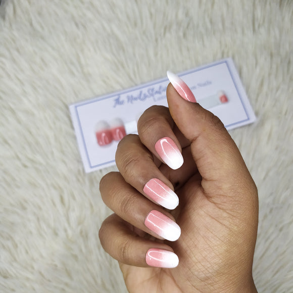 Pink and White Ombre Press on Nails Set 263