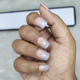 Glossy Nude Holographic Glitter Press on Nails Set // 501