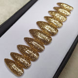 Glossy Golden Glitter Press on Nails Set // 378