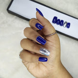 Glossy Blue with Silver glitter Press on Nails Set //146