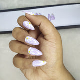 Glossy Lilac Floral Press on Nails Set // 523