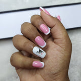 Glossy Light Pink Floral French Press on Nails Set // 506