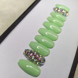 Glossy Pastel Green Studded Press on Nails Set // 536