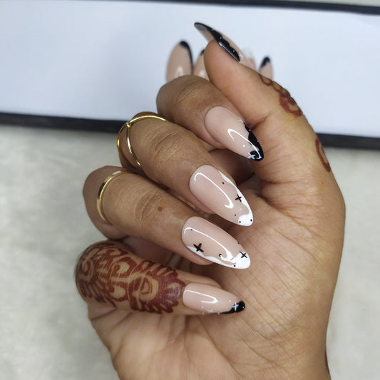 Glossy Nude Stars Press on Nails Set // 546