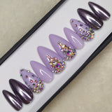 Lux Collection : Glossy Lilac Studded Press on Nails Set // 558