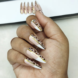 Lux Collection : Glossy French Animal Print Press on Nails Set // 567