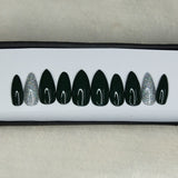 Glossy Black Holographic Glitter Press on Nails Set//489