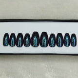 Glossy Blue Multi Chrome Flakes (C03) Print Press on Nails / Fake Nails / Artificial Nails Set // 589
