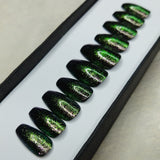 Glossy Green Multi Chrome Flakes (CO5) Print Press on Nails // 591