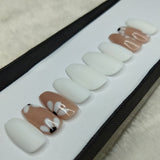 Glossy White & Nude Flower Press on Nails Set // 682
