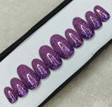Glossy Purple Glitter Ombre Print Press on Nails Set // 633