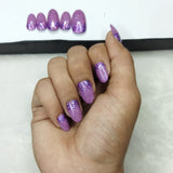 Glossy Purple Glitter Ombre Print Press on Nails Set // 633
