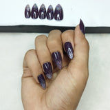 Glossy Dark Purple Glitter Ombre Press on Nails Set // 634