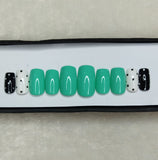 Glossy Green Dots Press on Nails Set // 643