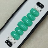 Glossy Green Dots Press on Nails Set // 643