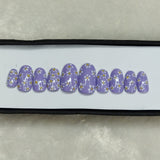 Glossy Lavender Flower Dots Press on Nails Set // 650
