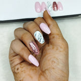 Glossy Light Pink Marble Press on Nails Set // 678