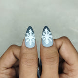 Christmas Collection : Matte Grey Ombre Snowflakes Press on Nails Set