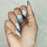 Christmas Collection : Matte Grey Ombre Snowflakes Press on Nails Set