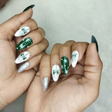 Christmas Collection : Glossy Green Snowball Press on Nails Set