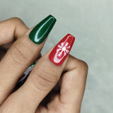 Christmas Collection : Glossy Green and Red Christmas Press on Nails Set