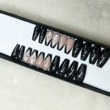 Christmas Collection : Glossy Black Glitter Studded Press on Nails Set