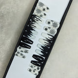 Christmas Collection : Glossy Black Snowflakes Press on Nails Set