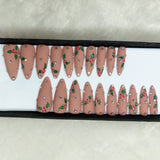 Christmas Collection : Matte Nude Cherries Press on Nails Set