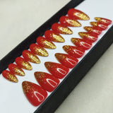 Glossy Red Glitter Ombre Print Press on Nails Set // 746