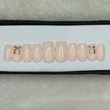 Glossy Light Pink Glitter Heart Print Press on Nails Set // 698