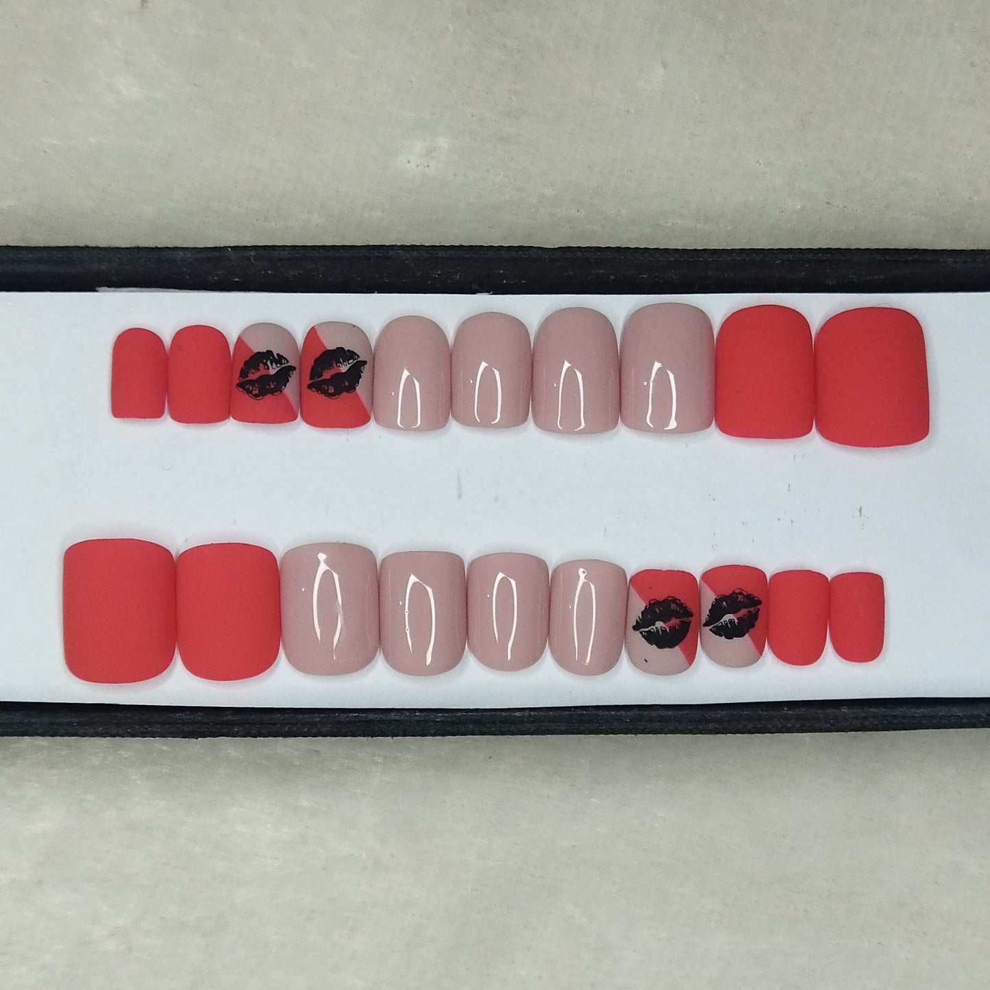 Valentine Collection: Matte Pink Kiss Press on Nails Set // 700