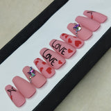 Valentine Collection: Matte Light Pink Heartbeat Press on Nails Set //  729