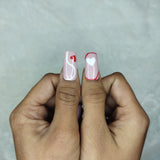 Valentine Collection: Glossy Swirl Heart Press on Nails Set // 727