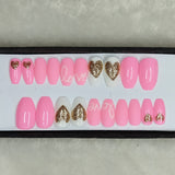 Valentine Collection: Glossy Light Pink Glitter Heart Press on Nails Set // 726