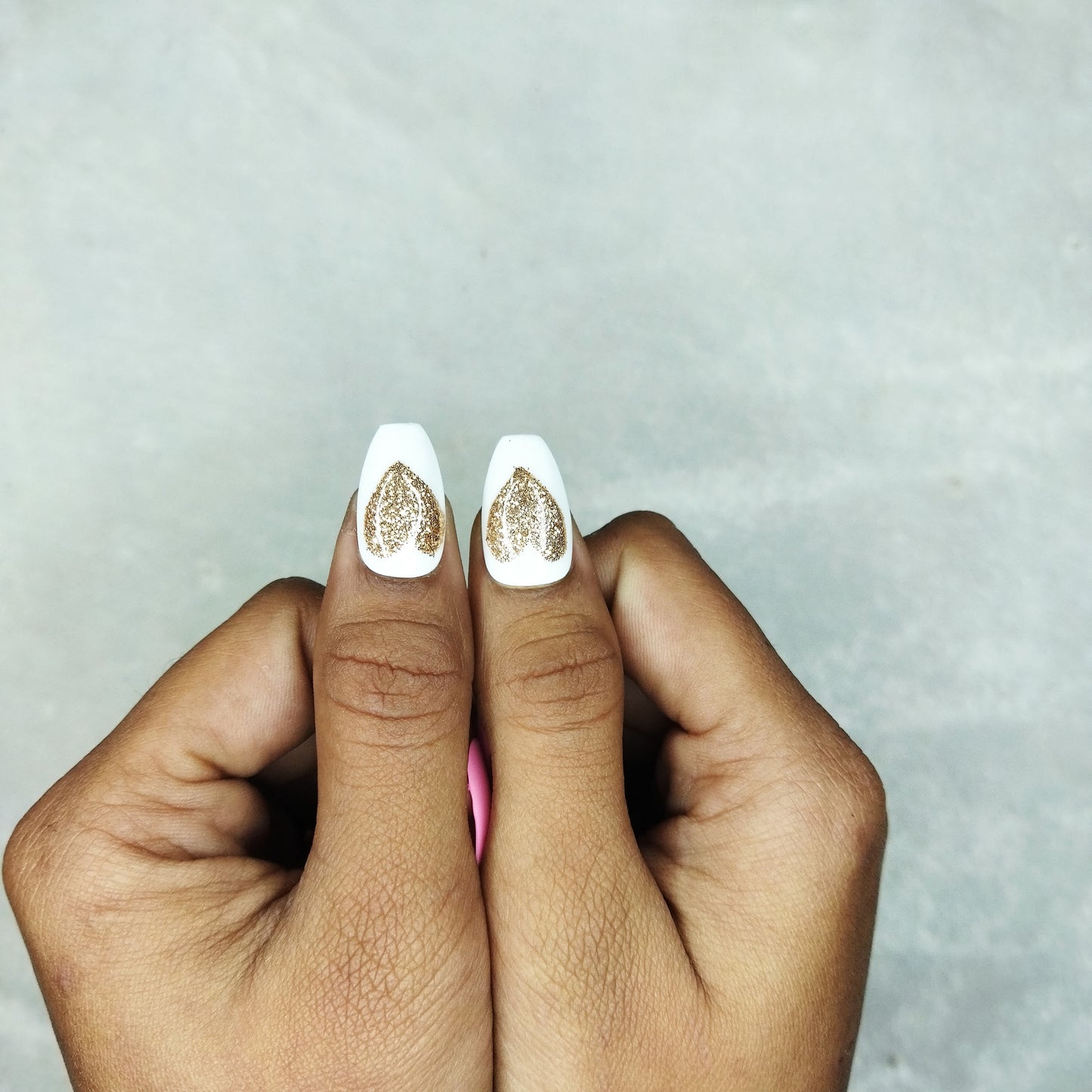 Valentine Collection: Glossy Light Pink Glitter Heart Press on Nails Set // 726