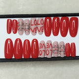 Valentine Collection: Red Love Tic-Tac-Toe Press on Nails Set // 734