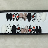 Valentine Collection: Matte Black & White Heart Press on Nails Set //  732