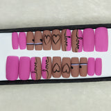 Valentine Collection: Matte Pink Love Heart Press on Nails Set // 731